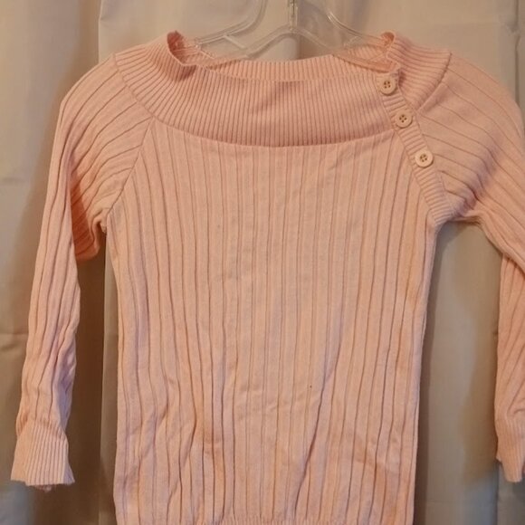 STAR CITY Ribbed Sweater Top Jr. Large Pink 3/4 Raglan Boat neck Soft & Stretchy - Picture 2 of 7